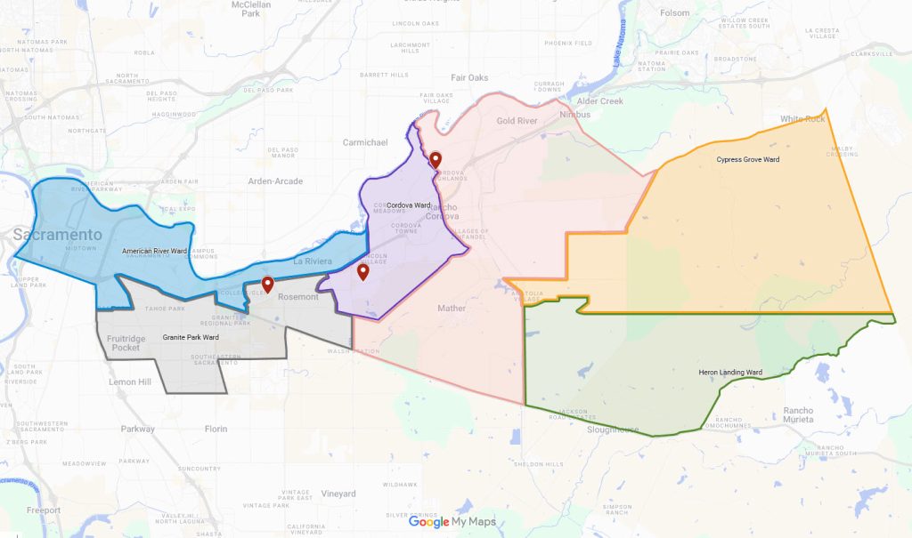 New Cordova Stake Ward Boundary Map.  Click to go to interactive Google map